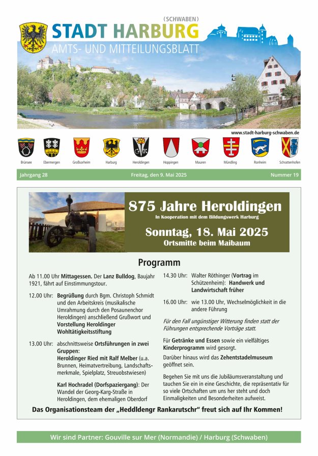 Amts- und Mitteilungsblatt der Stadt Harburg Titelblatt 19/2025