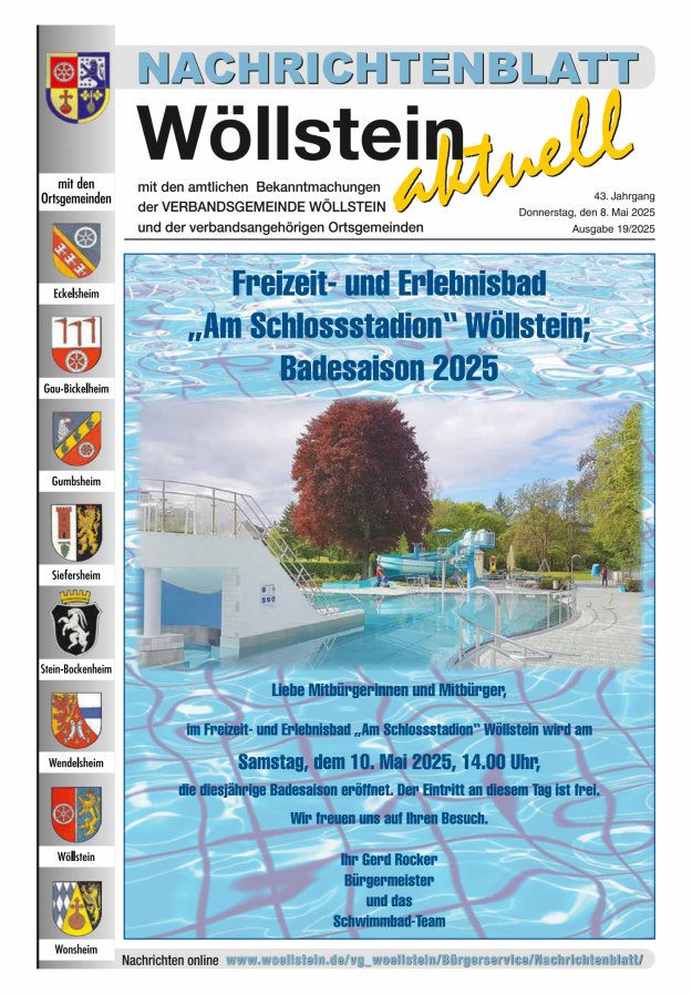 Nachrichtenblatt Wöllstein aktuell Titelblatt 19/2025