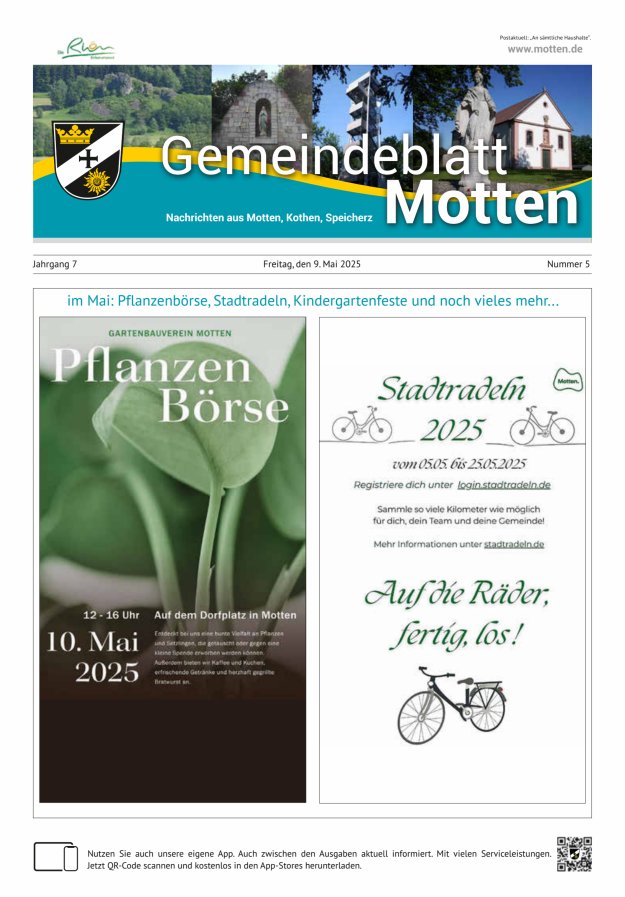 Gemeindeblatt Motten Nachrichten aus Motten Kothen Speicherz Titelblatt 05/2025