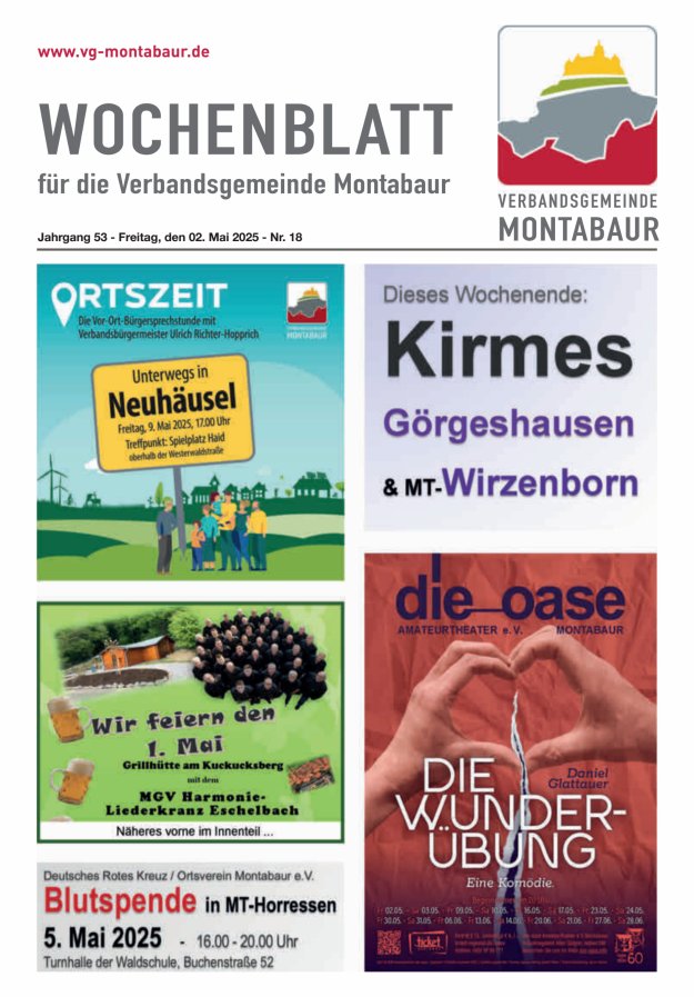 Wochenblatt der Verbandsgemeinde Montabaur Titelblatt 18/2025