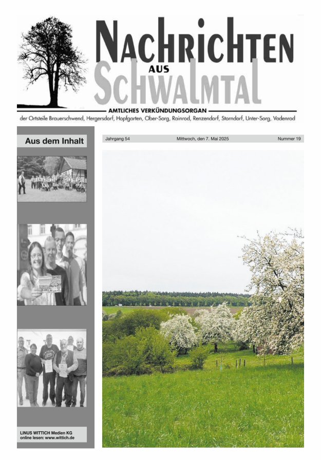 Nachrichten aus Schwalmtal Titelblatt 19/2025