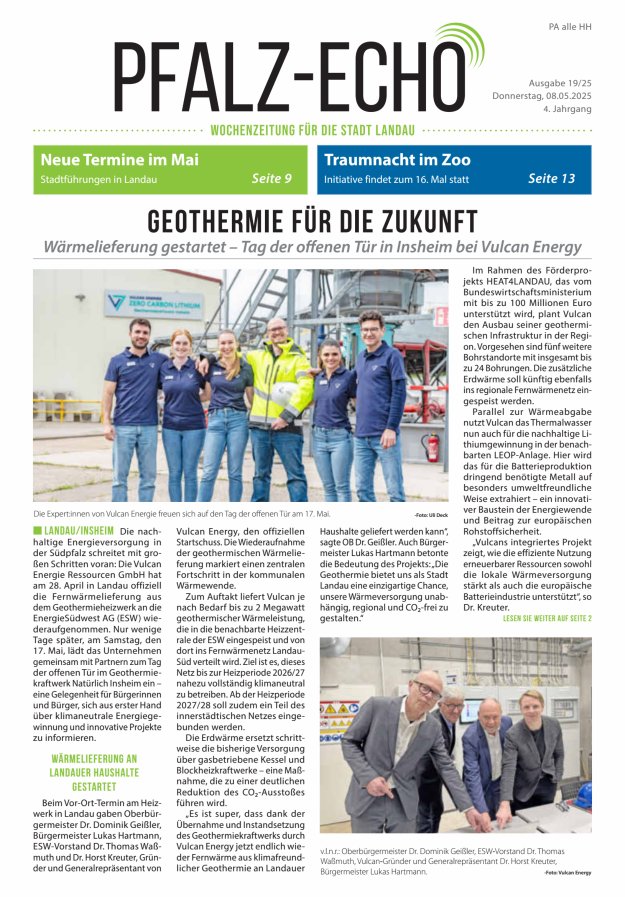 Pfalz-Echo Titelblatt 19/2025