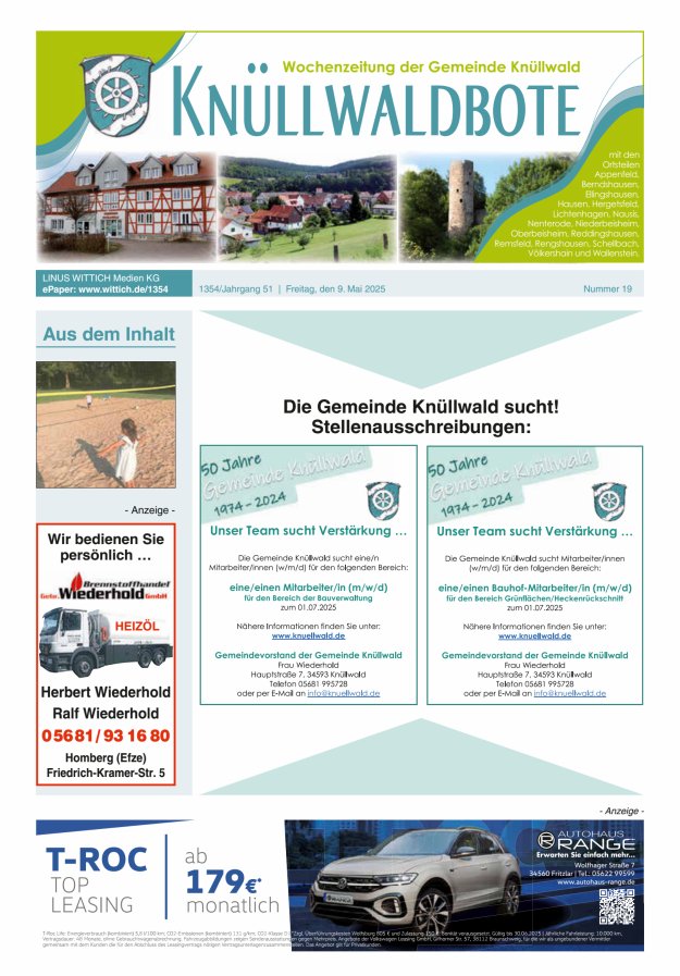 Knüllwaldbote Titelblatt 19/2025