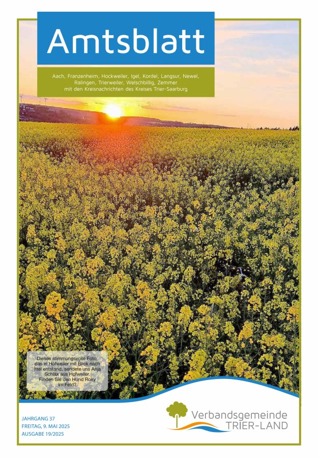 Amtsblatt VG Trier-Land Titelblatt 19/2025