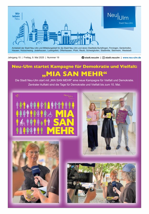 Amtsblatt der Stadt Neu-Ulm und Mitteilungsblatt für die Stadt Neu-Ulm Titelblatt 19/2025