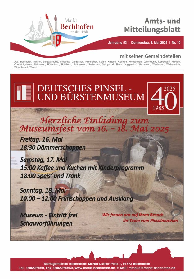 Amts- und Mitteilungsblatt für den Markt Bechhofen Titelblatt 10/2025