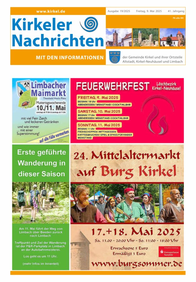 Kirkeler Nachrichten Titelblatt 19/2025