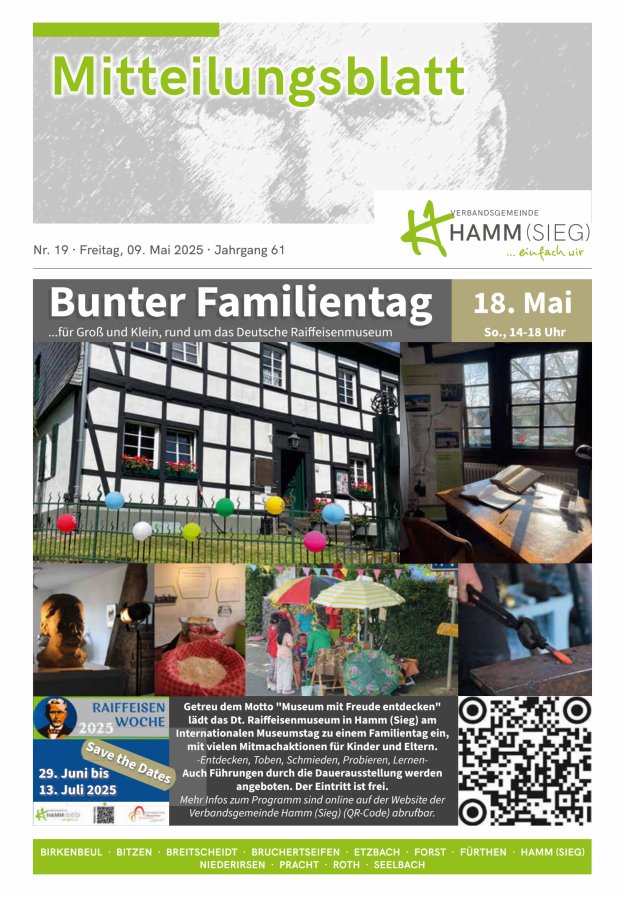 Mitteilungsblatt Hamm (Sieg) Titelblatt 19/2025