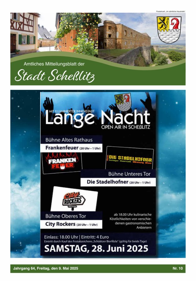 Scheßlitzer Anzeiger - Amtliches Mitteilungsblatt der Stadt Scheßlitz Titelblatt 10/2025
