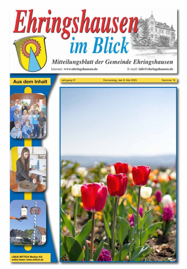 Mitteilungsblatt der Gemeinde Ehringshausen Titelblatt 19/2025