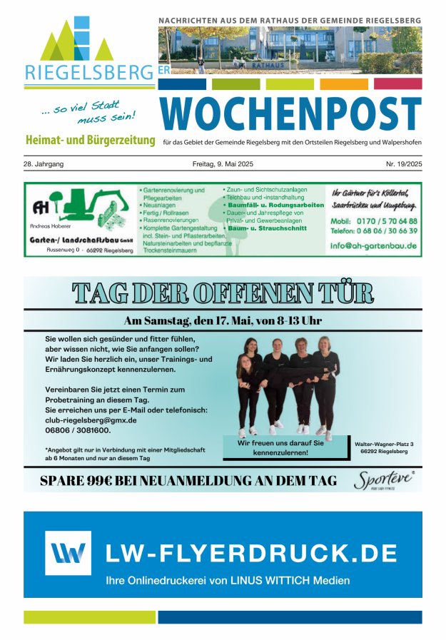 Riegelsberger Wochenpost Titelblatt 19/2025