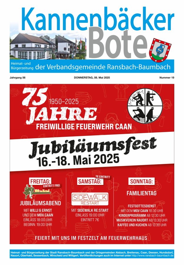 Kannenbäcker-Bote der Verbandsgemeinde Ransbach-Baumbach Titelblatt 19/2025