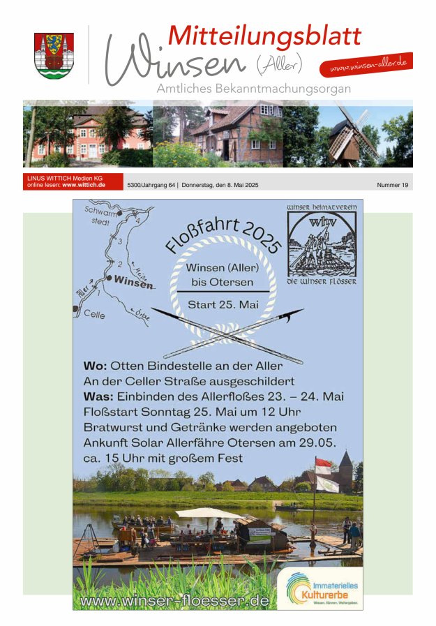 Mitteilungsblatt der Gemeinde Winsen Titelblatt 19/2025