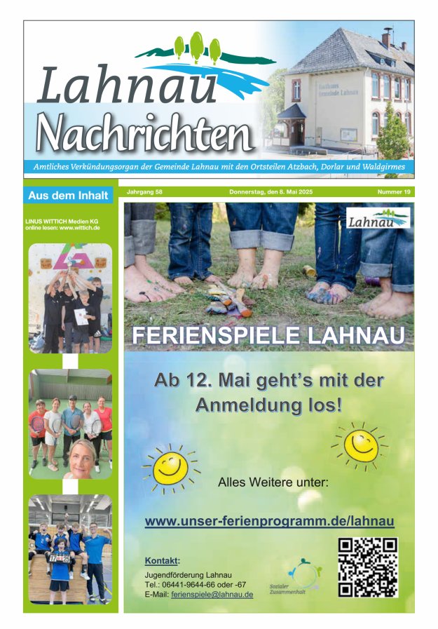 Lahnau Nachrichten Titelblatt 19/2025