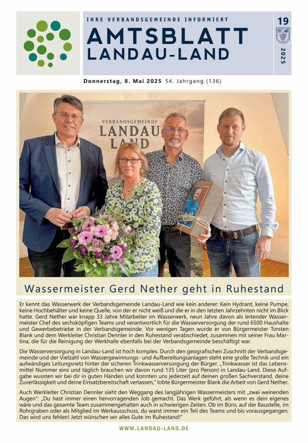 Amtsblatt VG Landau-Land Titelblatt 19/2025