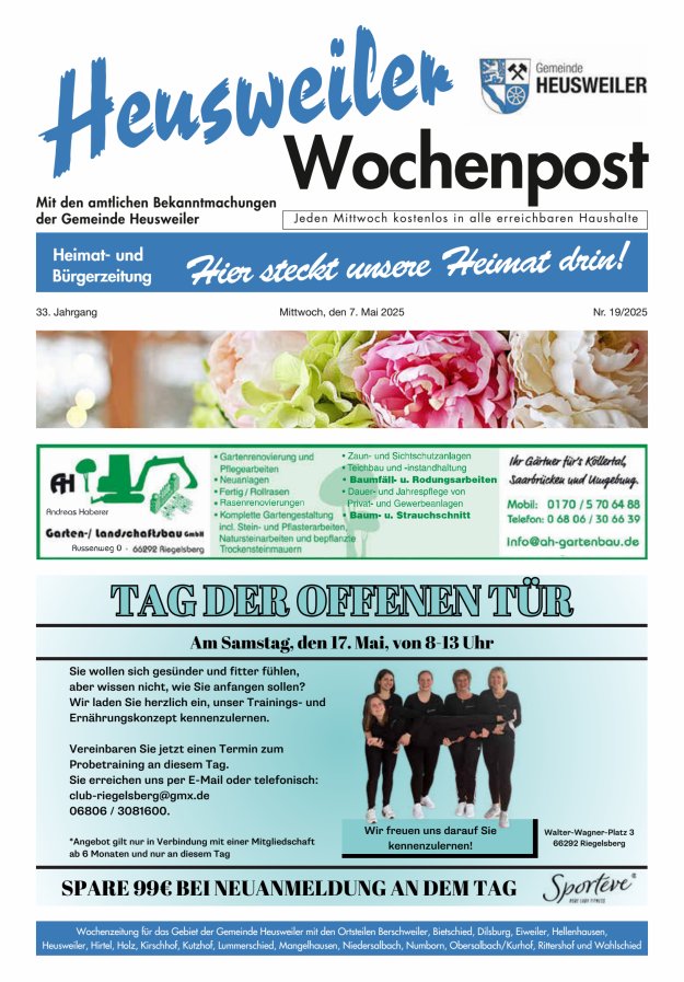 Heusweiler Wochenpost Titelblatt 19/2025