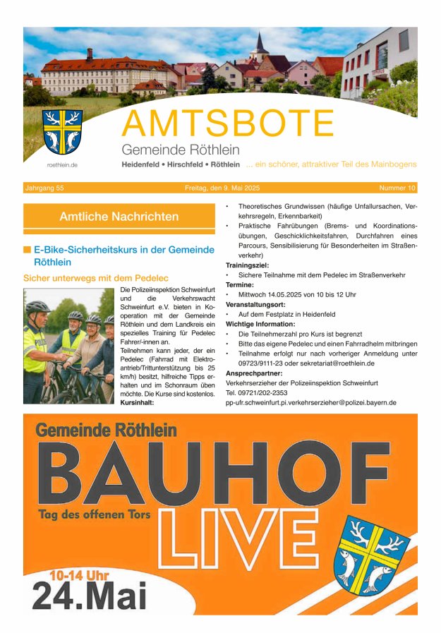 Amtsbote der Großgemeinde Röthlein Titelblatt 10/2025