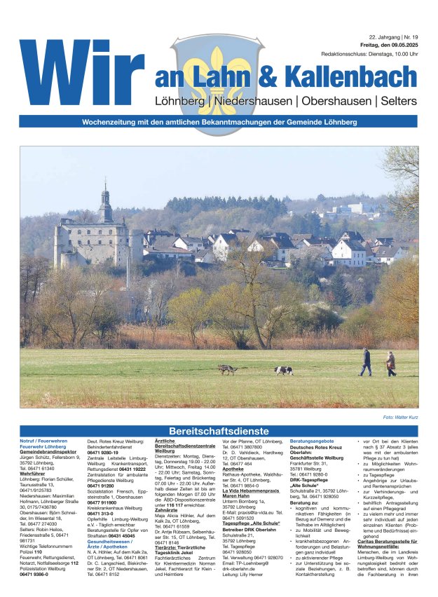 Amtliches Mitteilungsblatt der Gemeinde Löhnberg Titelblatt 19/2025