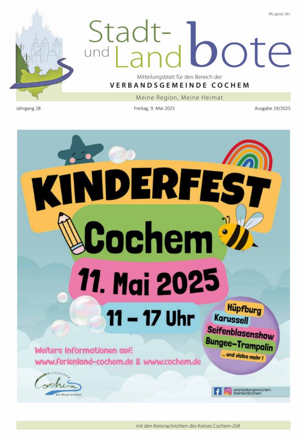 Stadt- und Landbote VG Cochem Titelblatt 19/2025