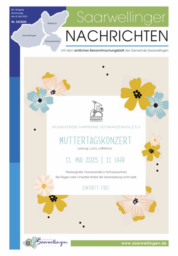 Saarwellinger Nachrichten Titelblatt 19/2025