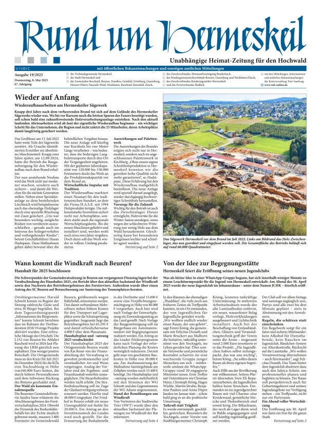 Rund um Hermeskeil Titelblatt 19/2025