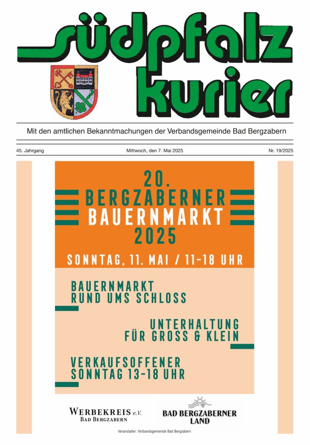 Südpfalz Kurier - VG Bad Bergzabern Titelblatt 19/2025