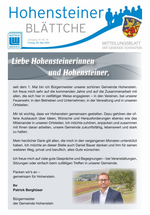 Hohensteiner Blättche Titelblatt 19/2025