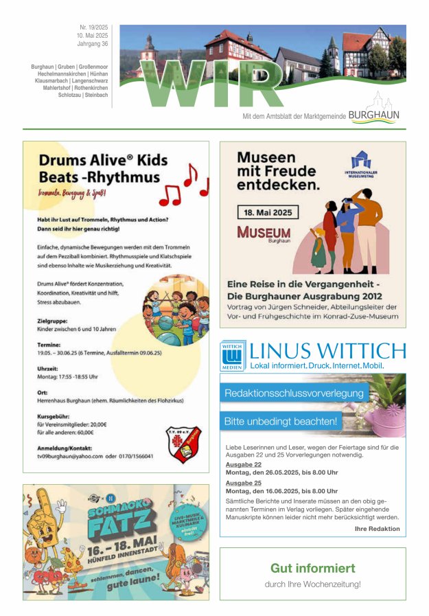 WIR - mit Amtsblatt der Marktgemeinde Burghaun Titelblatt 19/2025