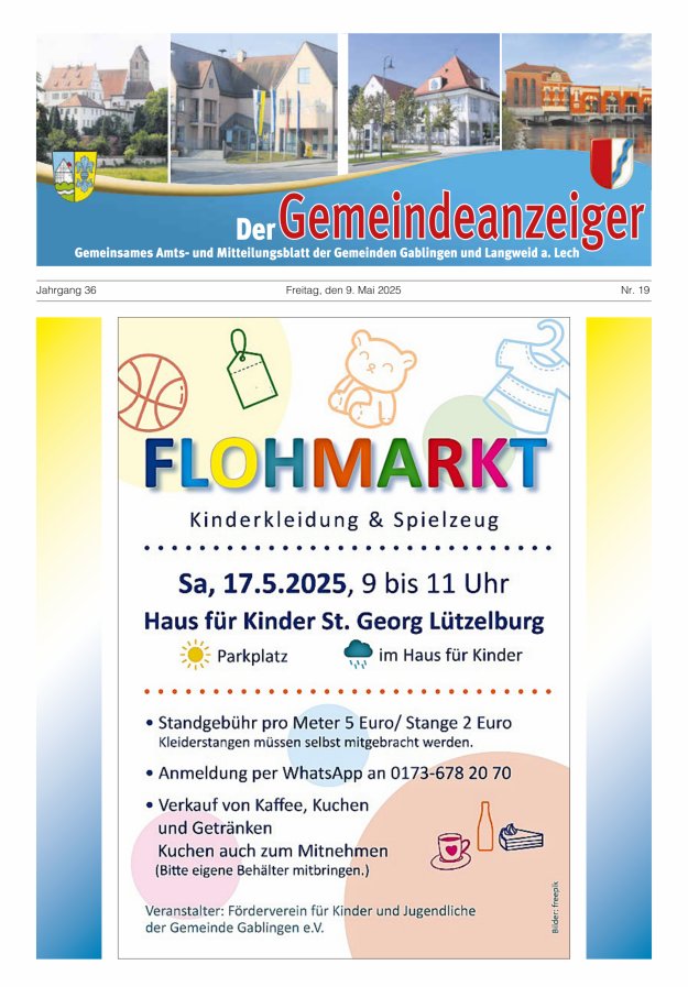 Der Gemeindeanzeiger - Gablingen Langweid Titelblatt 19/2025