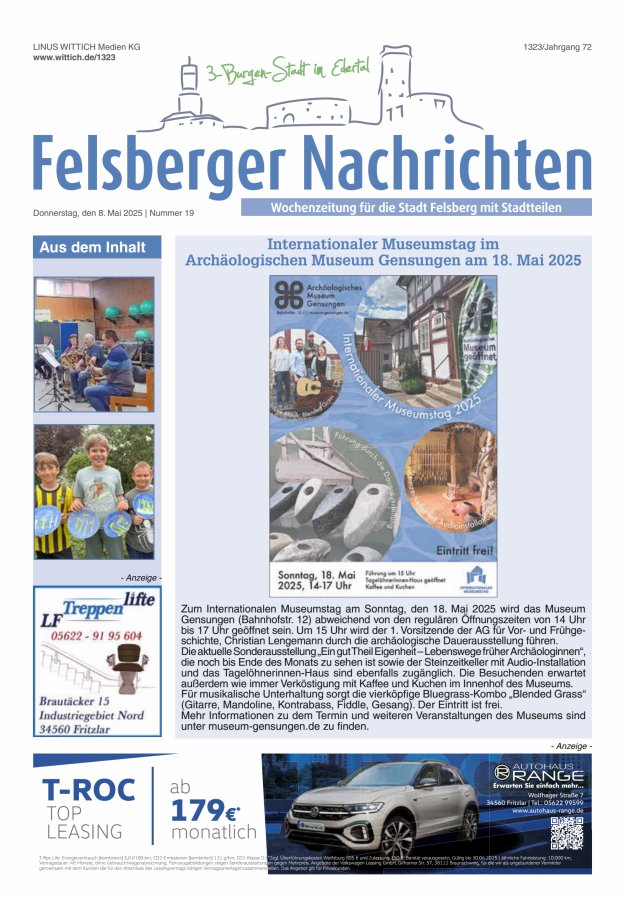 Felsberger Nachrichten Titelblatt 19/2025