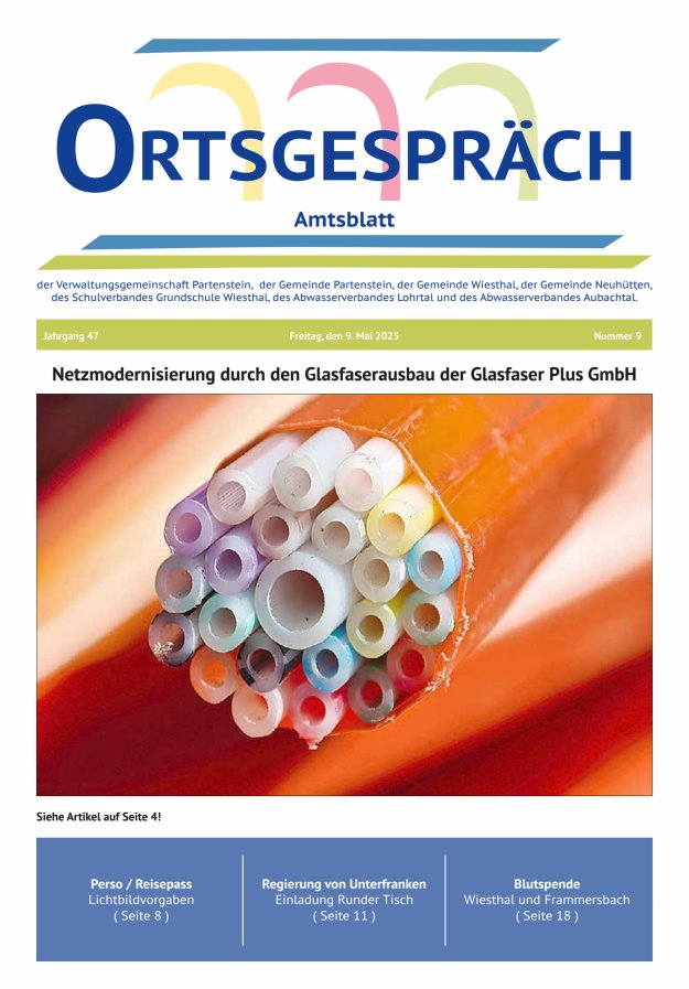 Ortsgespräch - Amtsblatt der VG Partenstein und ihrer Körperschaften Titelblatt 09/2025