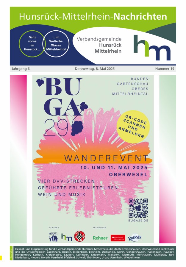 Hunsrück-Mittelrhein Nachrichten Ausgabe Emmelshausen Titelblatt 19/2025
