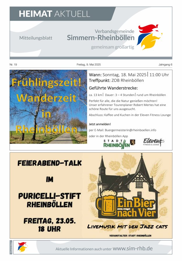 Heimat Aktuell Mitteilungsblatt der VG Simmern-Rheinböllen-Ausg Rheinböllen Titelblatt 19/2025