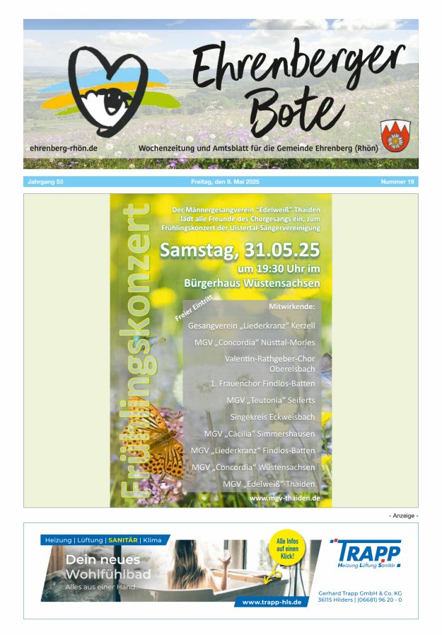 Ehrenberger Bote Titelblatt 19/2025
