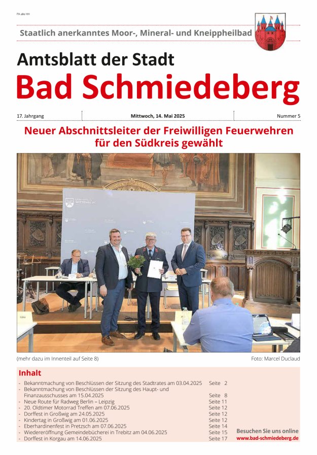 Amtsblatt der Stadt Bad Schmiedeberg Titelblatt 05/2025