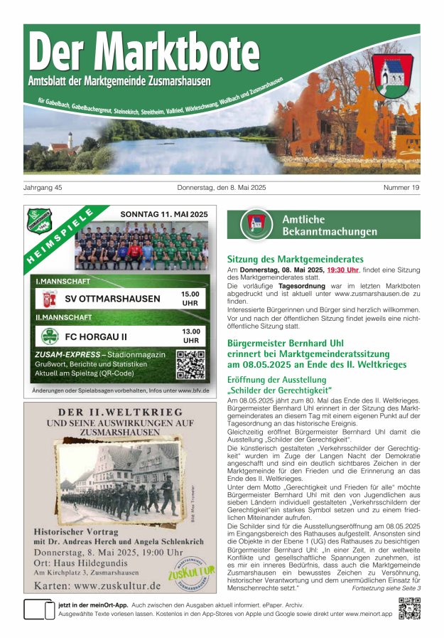 Zusmarshausen - Der Marktbote Titelblatt 19/2025