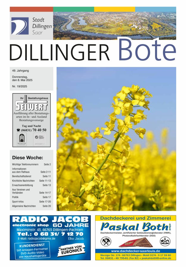 Dillinger Bote Titelblatt 19/2025