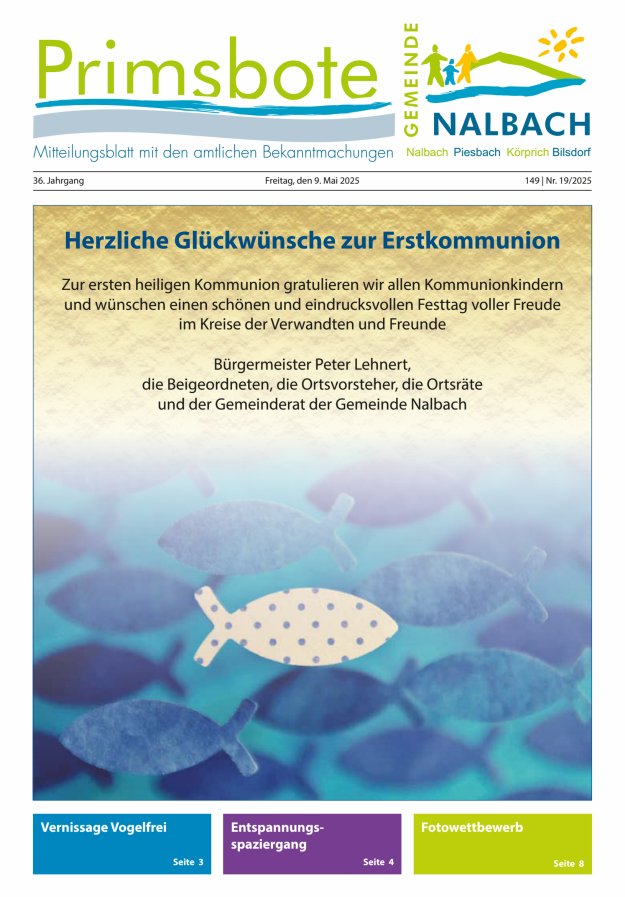 Primsbote Gemeinde Nalbach Titelblatt 19/2025