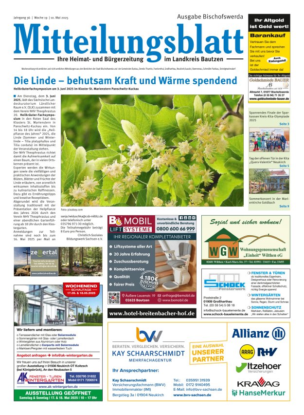 Mitteilungsblatt LK Bautzen Ausgabe Bischofswerda Titelblatt 18/2025