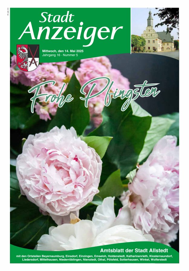 Stadtanzeiger Amtsblatt der Stadt Allstedt mit den Ortsteilen Titelblatt 05/2025