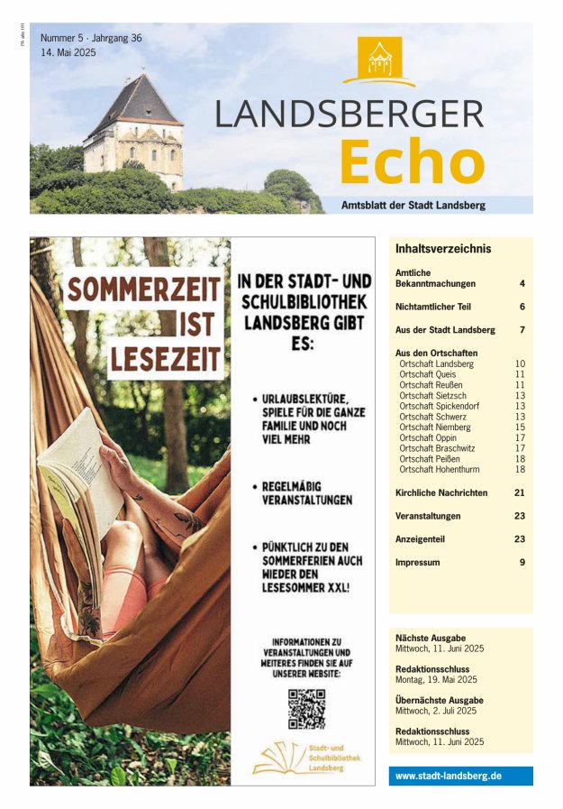 Landsberger Echo – Amtsblatt der Stadt Landsberg Titelblatt 05/2025