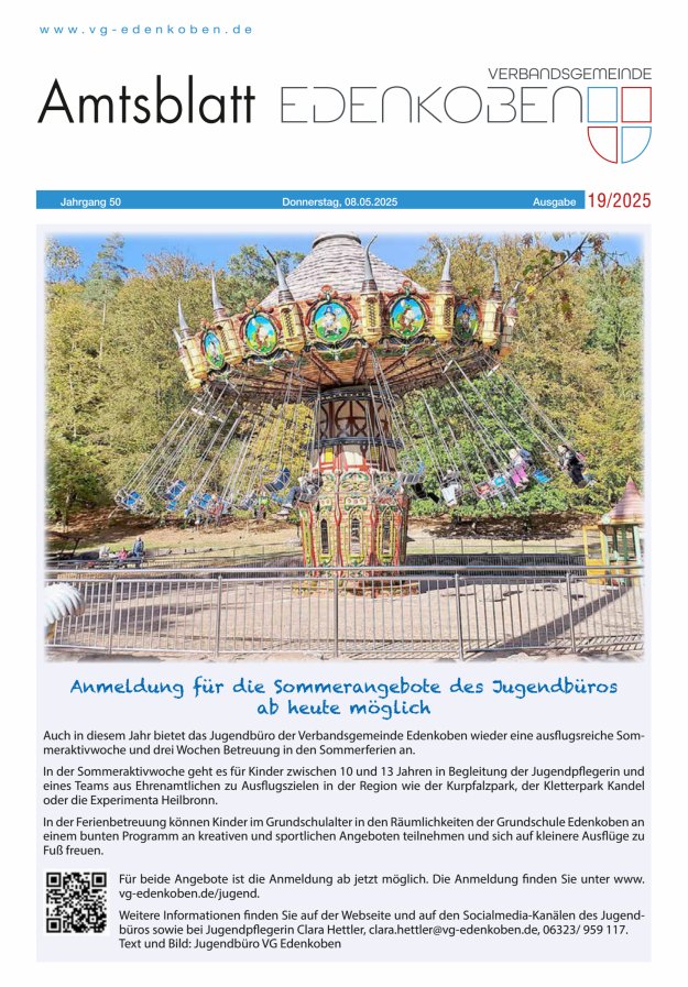 Amtsblatt VG Edenkoben Titelblatt 19/2025