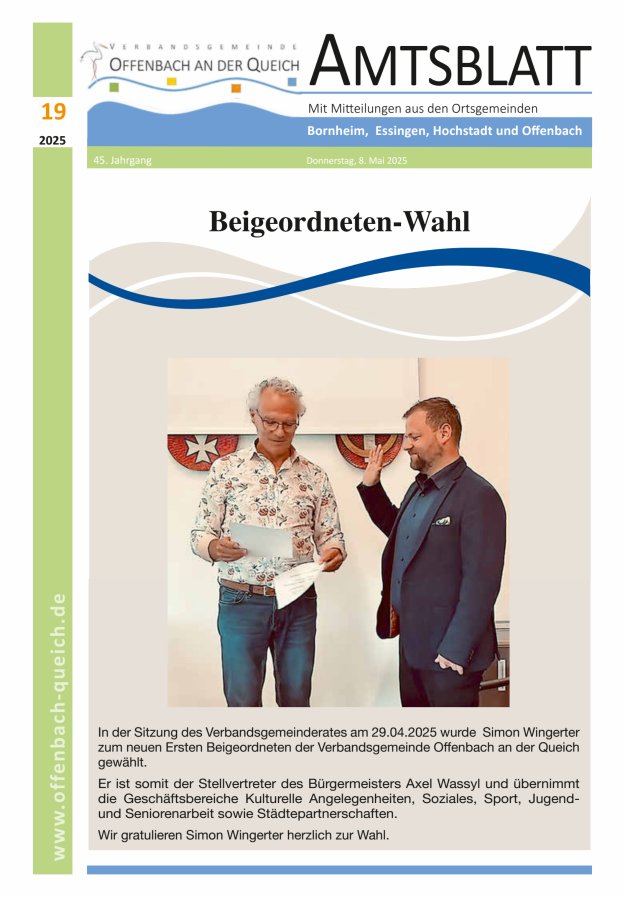 Amtsblatt VG Offenbach an der Queich Titelblatt 19/2025