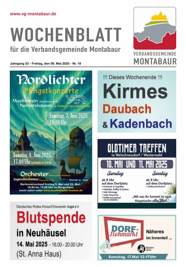 Wochenblatt der Verbandsgemeinde Montabaur Titelblatt 19/2025