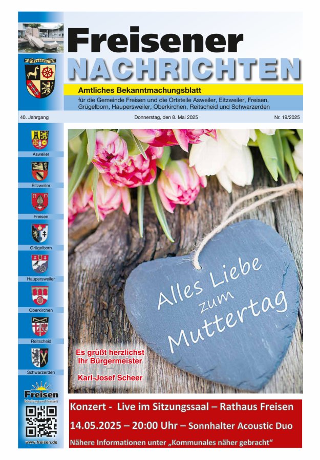 Freisener Nachrichten Titelblatt 19/2025