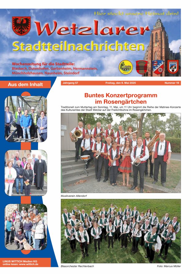 Wetzlarer Stadtteilnachrichten Titelblatt 19/2025