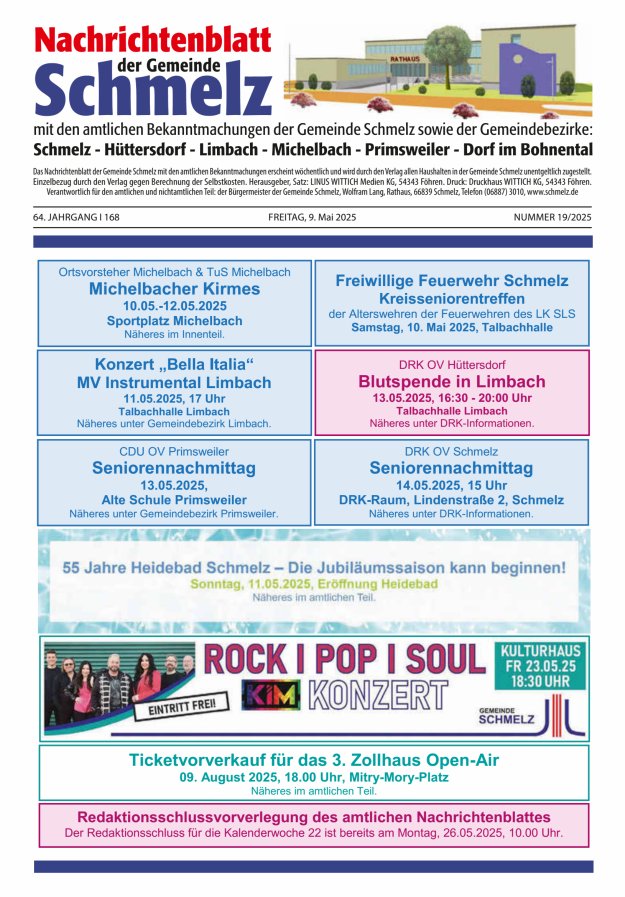 Nachrichtenblatt Schmelz Titelblatt 19/2025