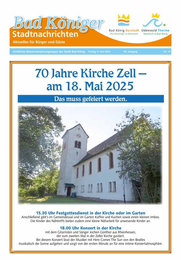 Bad Königer Stadtnachrichten und Badeblatt Titelblatt 19/2025