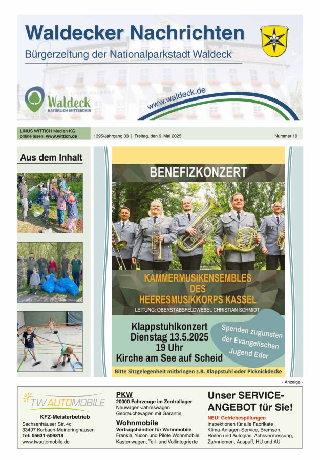 Waldecker Nachrichten Titelblatt 19/2025