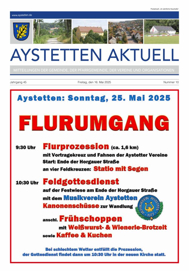 Aystetten Aktuell Wir über uns Titelblatt 10/2025